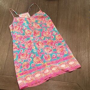 Lilly Pulitzer Pink and Blue Silk Floral Dress - Large